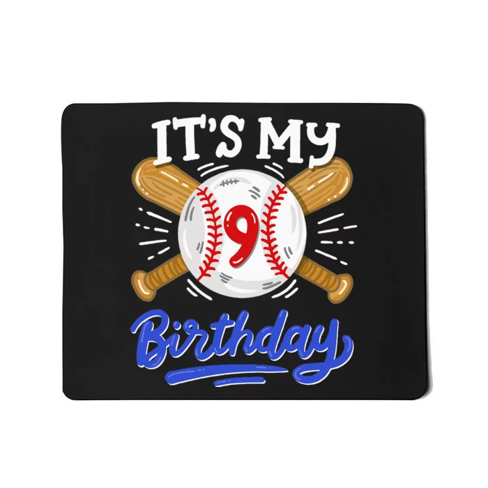 9th Baseball Birthday Party Sport Fan 9 Years Old Mousepad