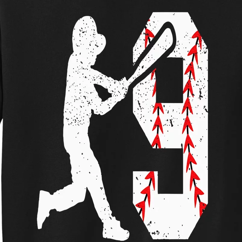 9th Birthday Baseball Big Number Nine 9 Year Old Sweatshirt