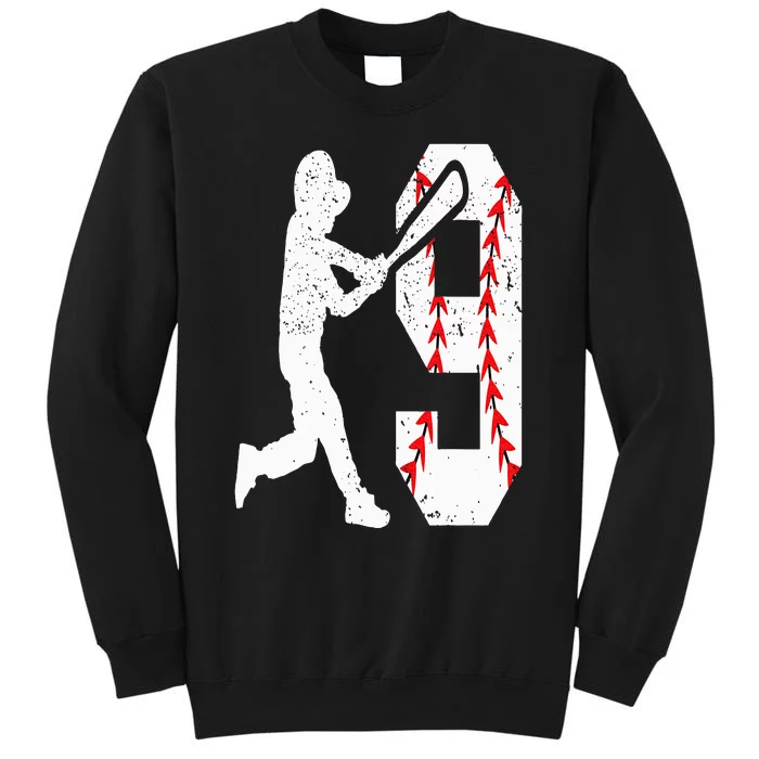 9th Birthday Baseball Big Number Nine 9 Year Old Sweatshirt