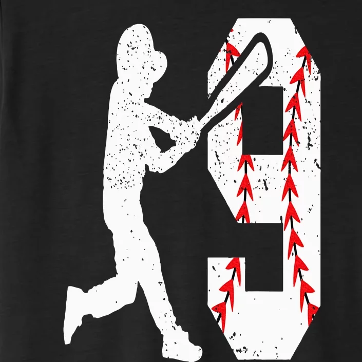 9th Birthday Baseball Big Number Nine 9 Year Old ChromaSoft Performance T-Shirt