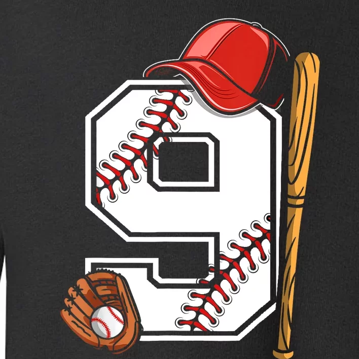 9th Birthday Baseball Big Number Nine 9 Year Old Boy Gir Toddler Sweatshirt