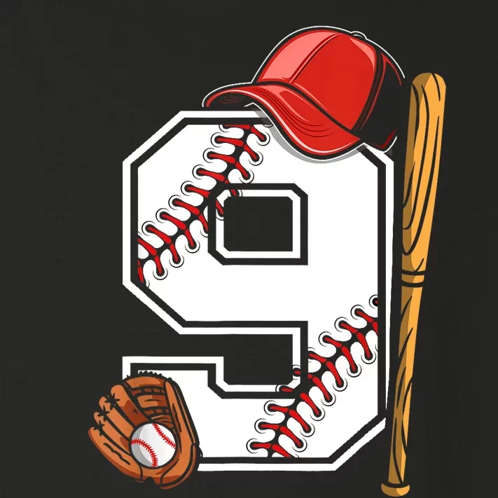 9th Birthday Baseball Big Number Nine 9 Year Old Boy Gir Toddler Long Sleeve Shirt