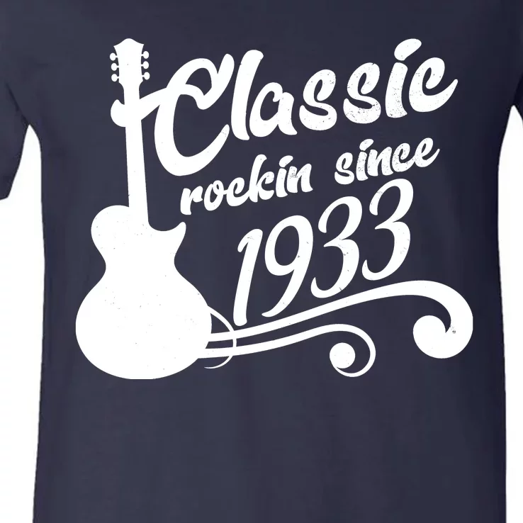 90th Birthday Classic Rockin Since 1933 V-Neck T-Shirt