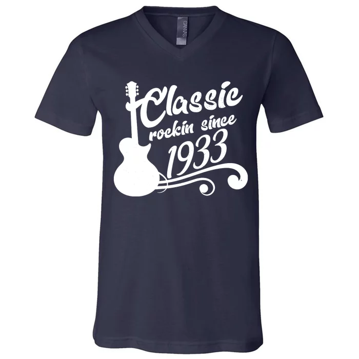 90th Birthday Classic Rockin Since 1933 V-Neck T-Shirt