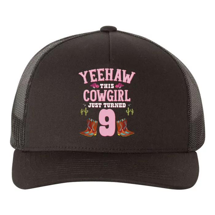 9th Birthday Cowgirl YEEHAW Western Themed Birthday Yupoong Adult 5-Panel Trucker Hat