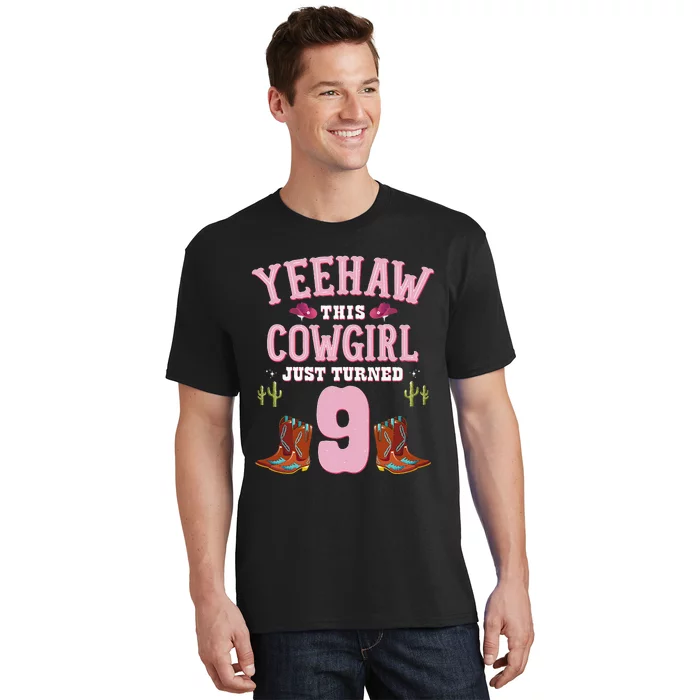 9th Birthday Cowgirl YEEHAW Western Themed Birthday T-Shirt