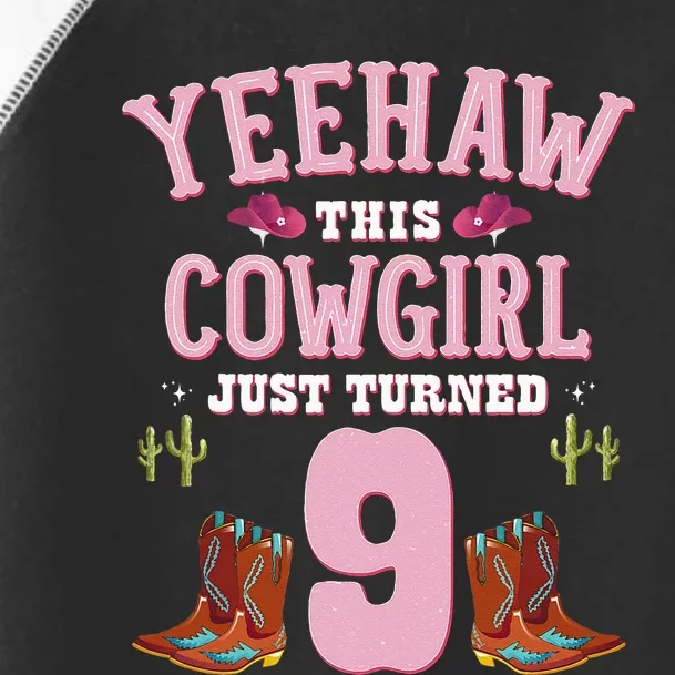 9th Birthday Cowgirl YEEHAW Western Themed Birthday Toddler Fine Jersey T-Shirt