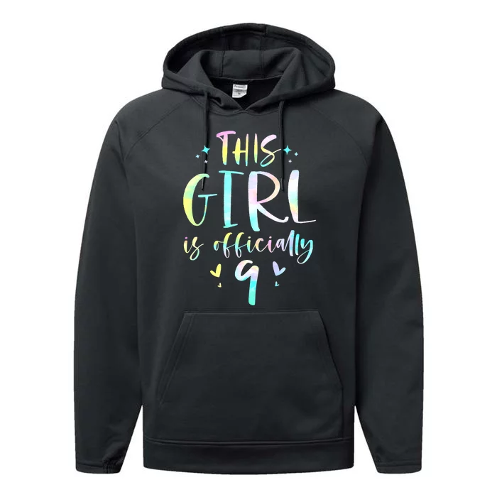 9th Birthday For Girls 9 Years Old Being Awesome Gift Performance Fleece Hoodie