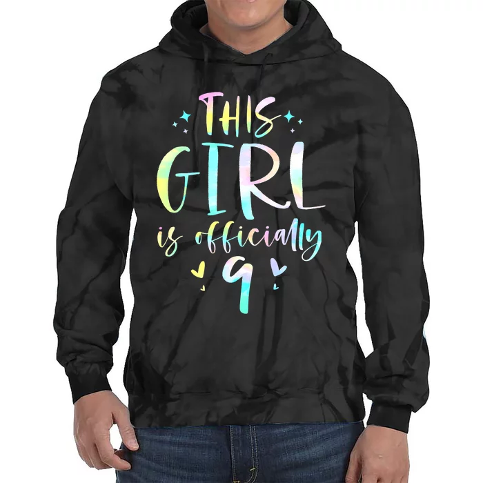 9th Birthday For Girls 9 Years Old Being Awesome Gift Tie Dye Hoodie