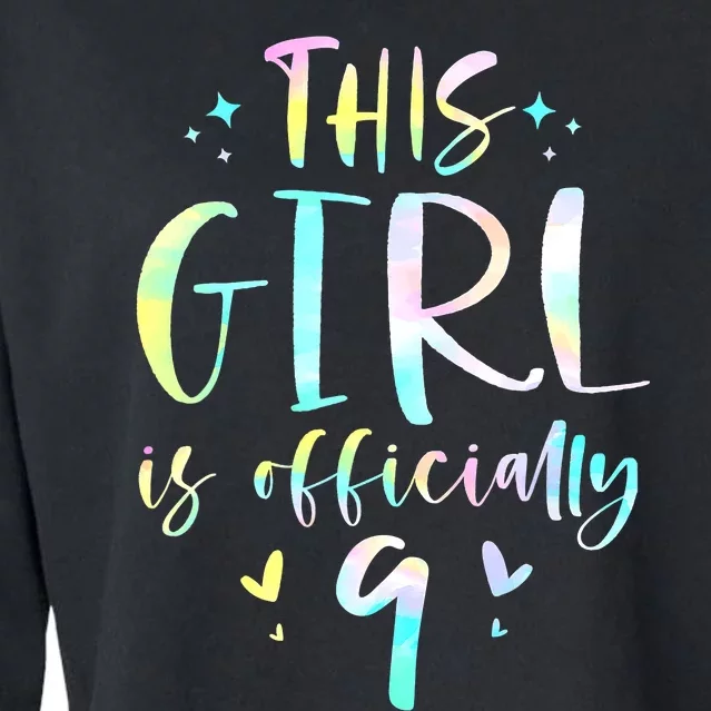 9th Birthday For Girls 9 Years Old Being Awesome Gift Cropped Pullover Crew