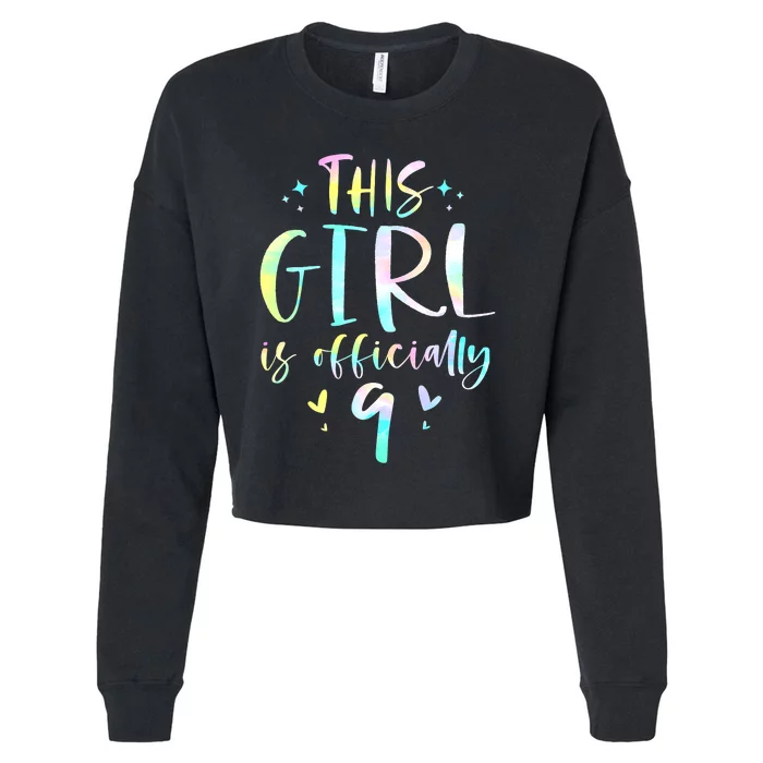 9th Birthday For Girls 9 Years Old Being Awesome Gift Cropped Pullover Crew