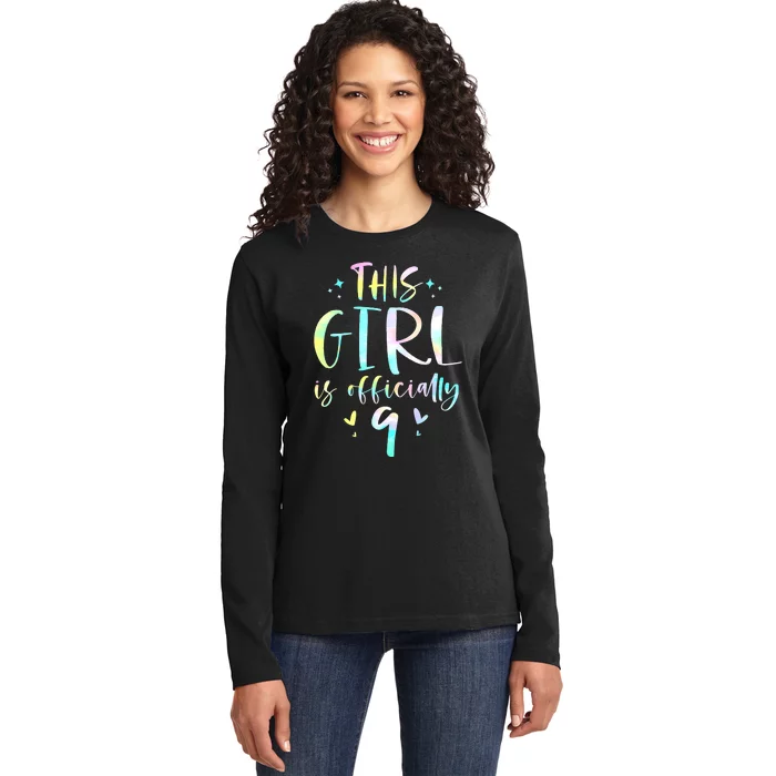 9th Birthday For Girls 9 Years Old Being Awesome Gift Ladies Long Sleeve Shirt