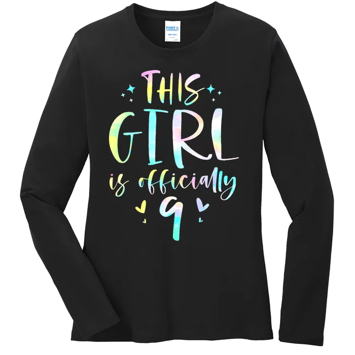 9th Birthday For Girls 9 Years Old Being Awesome Gift Ladies Long Sleeve Shirt