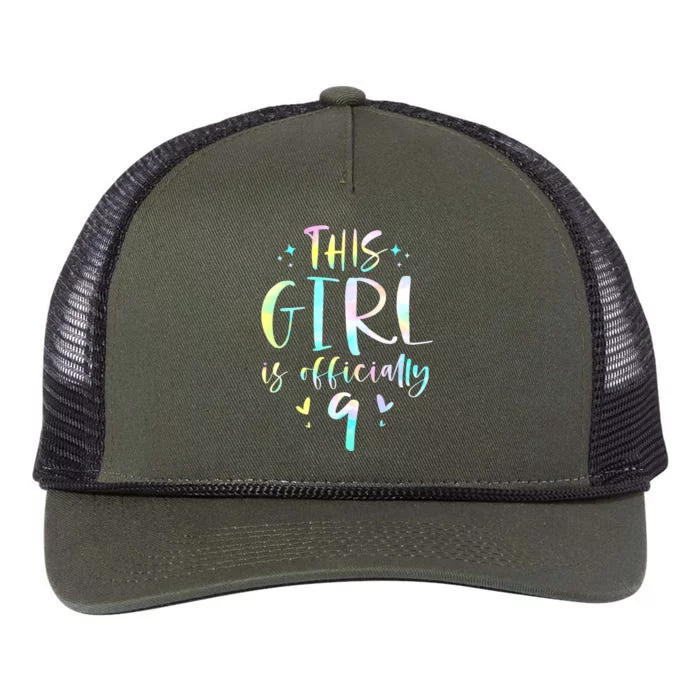 9th Birthday For Girls 9 Years Old Being Awesome Gift Retro Rope Trucker Hat Cap