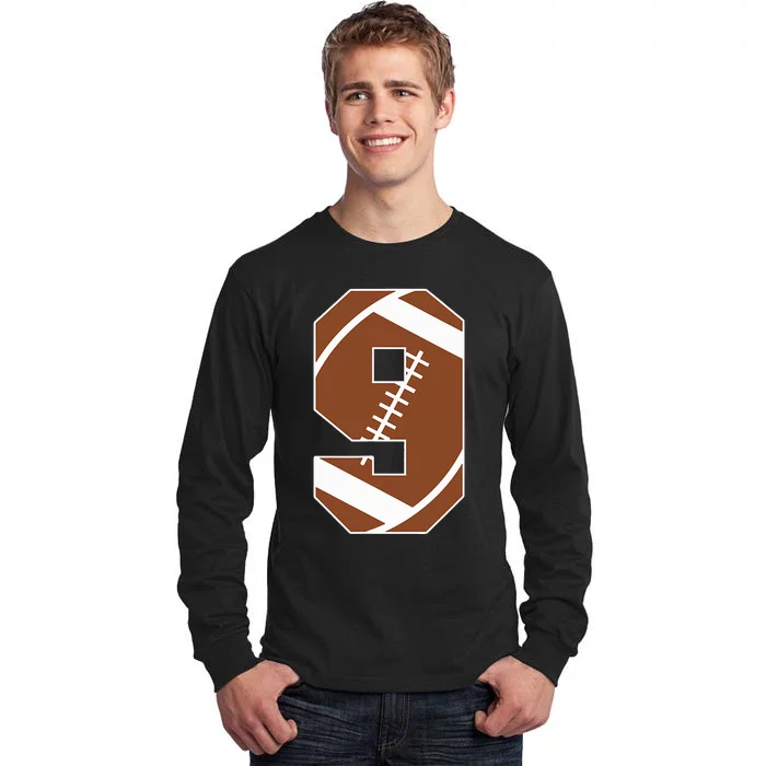 9th Birthday Football Birthday Party 9 Years Old Tall Long Sleeve T-Shirt