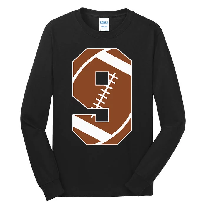 9th Birthday Football Birthday Party 9 Years Old Tall Long Sleeve T-Shirt