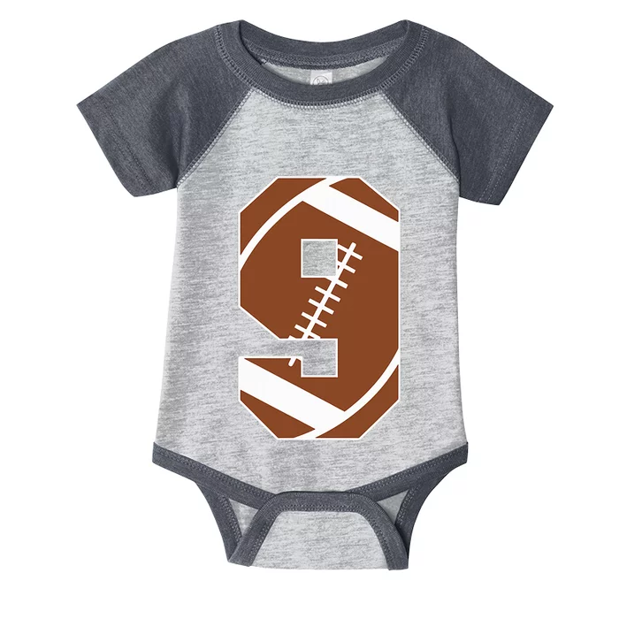 9th Birthday Football Birthday Party 9 Years Old Infant Baby Jersey Bodysuit