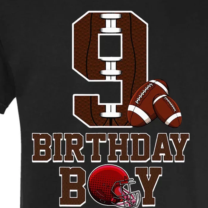 9th Birthday Football Lover Theme 9 Years Old Gift Garment-Dyed Heavyweight T-Shirt