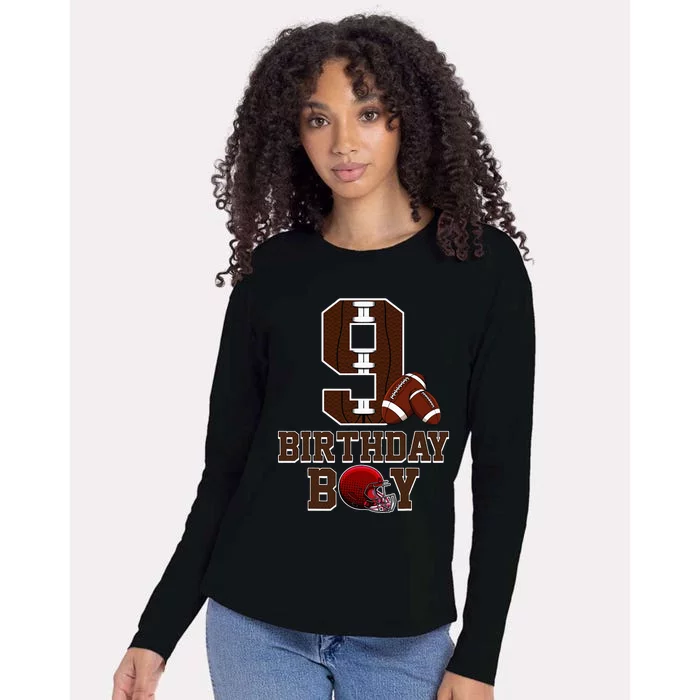 9th Birthday Football Lover Theme 9 Years Old Gift Womens Cotton Relaxed Long Sleeve T-Shirt