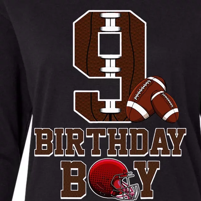 9th Birthday Football Lover Theme 9 Years Old Gift Womens Cotton Relaxed Long Sleeve T-Shirt