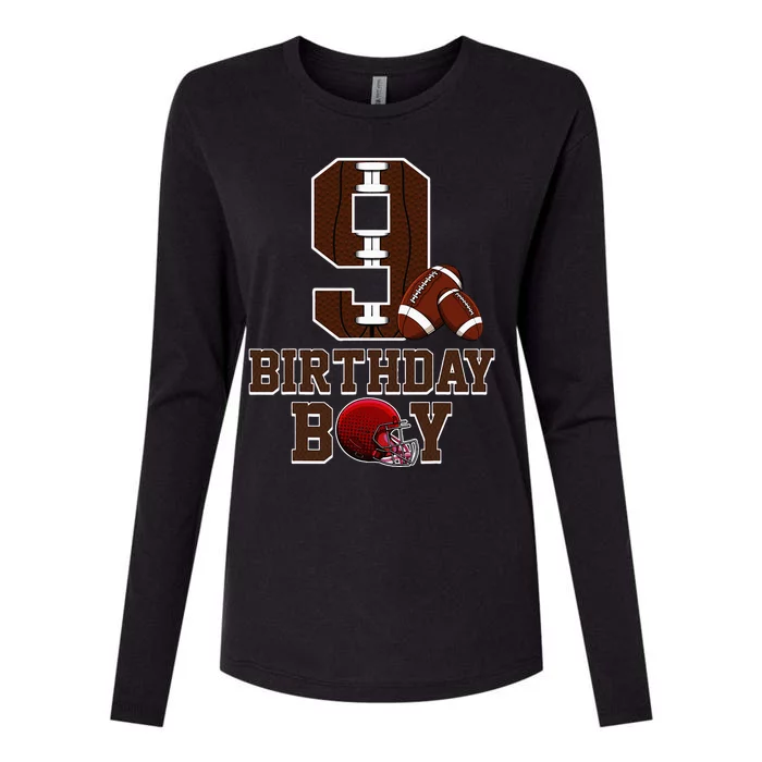 9th Birthday Football Lover Theme 9 Years Old Gift Womens Cotton Relaxed Long Sleeve T-Shirt