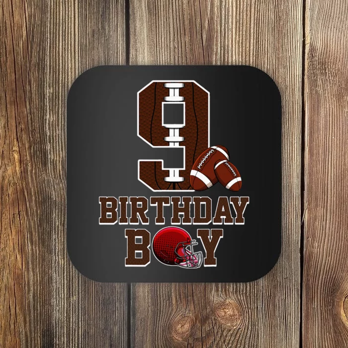 9th Birthday Football Lover Theme 9 Years Old Gift Coaster