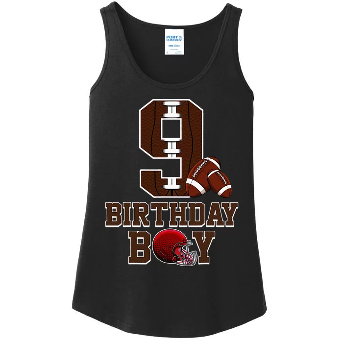 9th Birthday Football Lover Theme 9 Years Old Gift Ladies Essential Tank