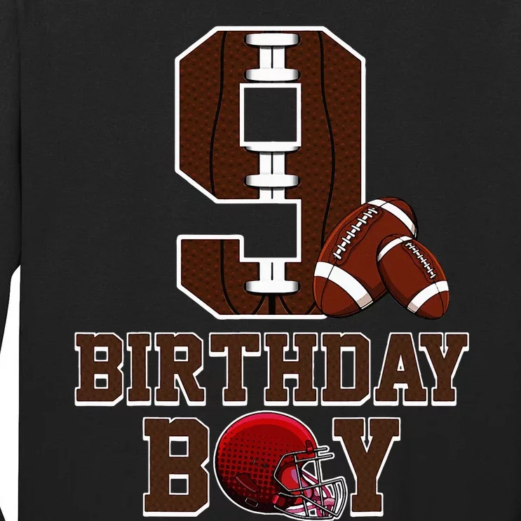 9th Birthday Football Lover Theme 9 Years Old Gift Tall Long Sleeve T-Shirt