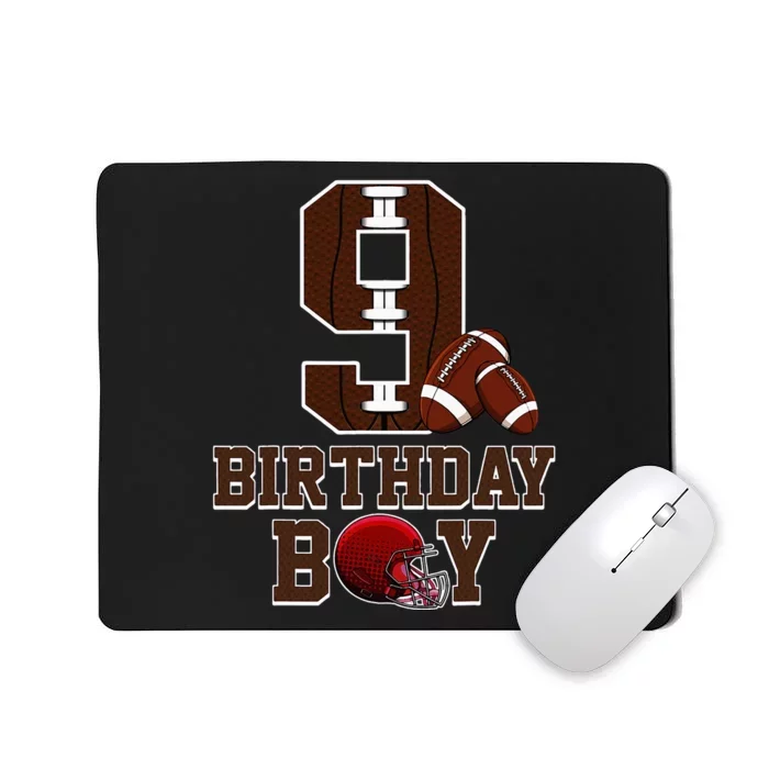 9th Birthday Football Lover Theme 9 Years Old Gift Mousepad