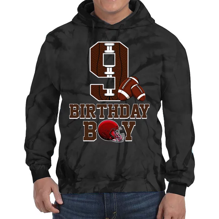 9th Birthday Football Lover Theme 9 Years Old Gift Tie Dye Hoodie