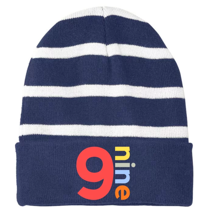 9th Birthday For Boys 9 Age 9 Age Nine Striped Beanie with Solid Band