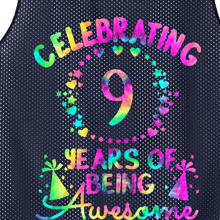 9 Birthday Girl 9 Years Old Birthday Gift Mesh Reversible Basketball Jersey Tank