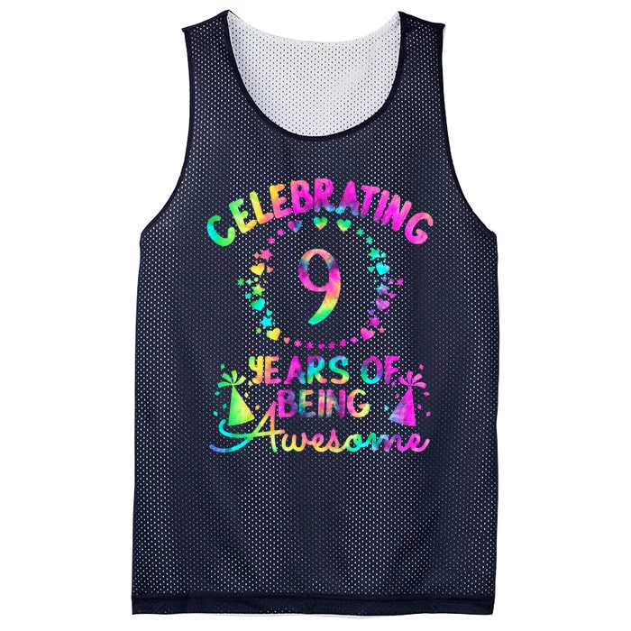 9 Birthday Girl 9 Years Old Birthday Gift Mesh Reversible Basketball Jersey Tank