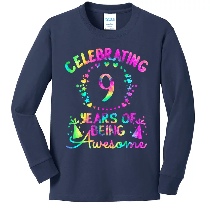 9 Birthday Girl 9 Years Old Birthday Gift Kids Long Sleeve Shirt