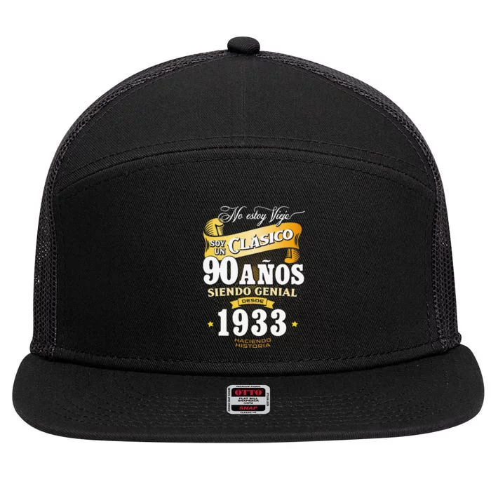 90th Birthday Gift For In Spanish Regalo Cumpleanos 90 7 Panel Mesh Trucker Snapback Hat