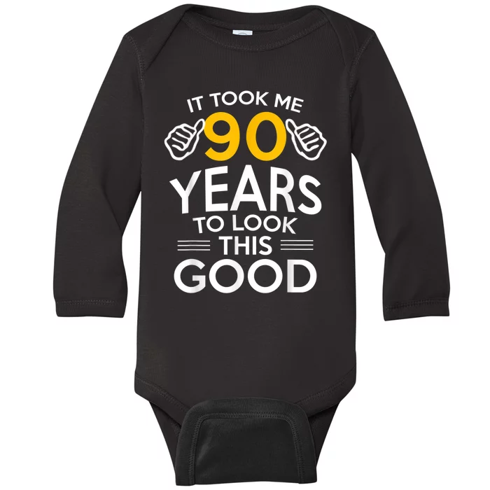 90th Birthday Gift, Took Me 90 Years - 90 Year Old Shirt Baby Long Sleeve Bodysuit