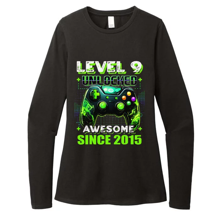 9th Birthday Gamer 9 Year Old Funny Bday Boy Nine Son Womens CVC Long Sleeve Shirt