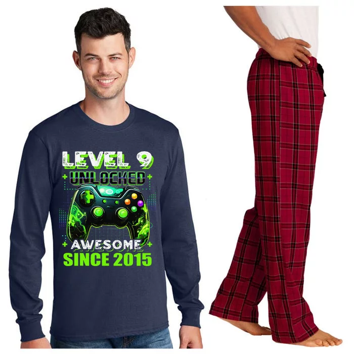 9th Birthday Gamer 9 Year Old Funny Bday Boy Nine Son Long Sleeve Pajama Set