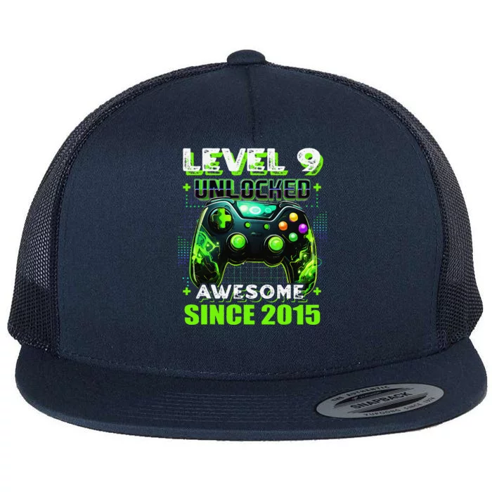 9th Birthday Gamer 9 Year Old Funny Bday Boy Nine Son Flat Bill Trucker Hat