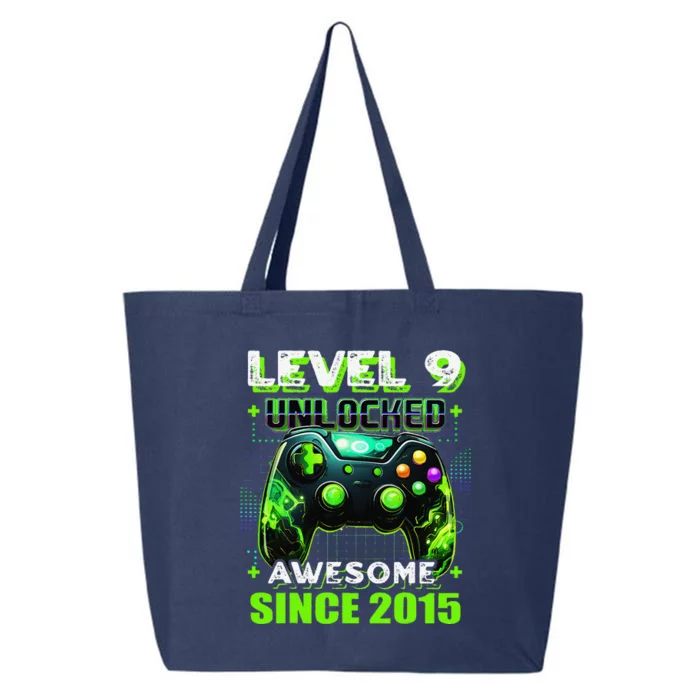 9th Birthday Gamer 9 Year Old Funny Bday Boy Nine Son 25L Jumbo Tote