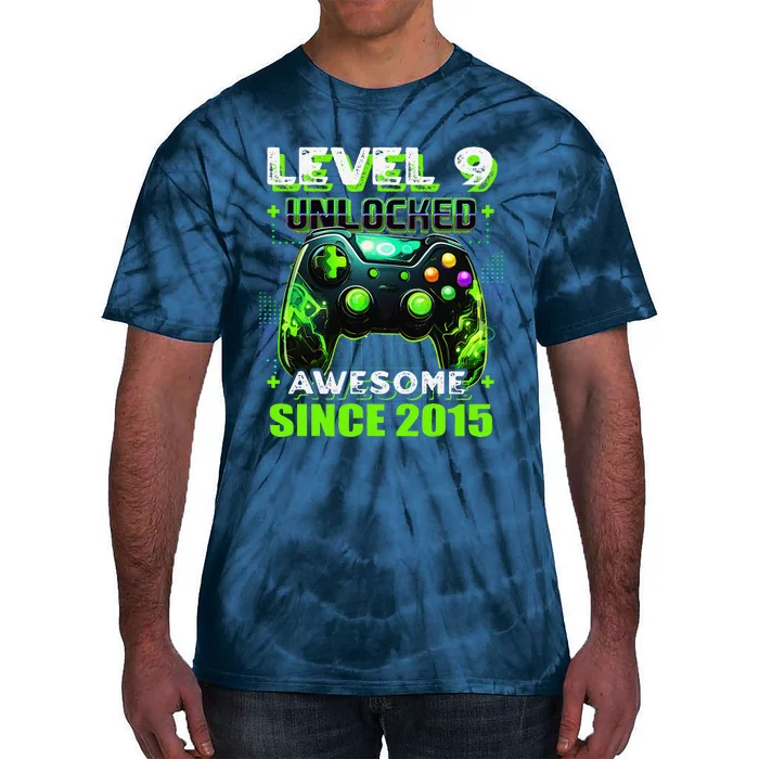 9th Birthday Gamer 9 Year Old Funny Bday Boy Nine Son Tie-Dye T-Shirt