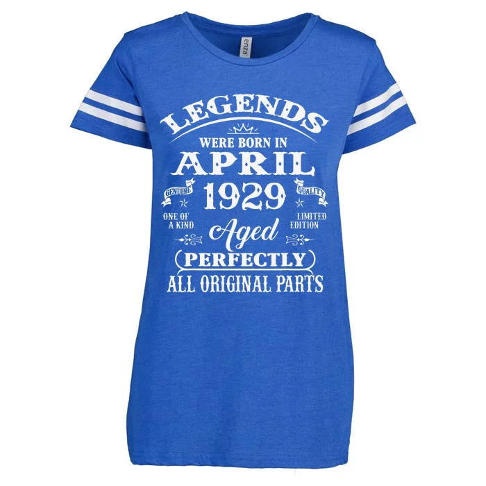 94th Birthday Gift Legends Born In April 1929 94 Years Old Enza Ladies Jersey Football T-Shirt