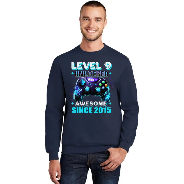 9th Birthday Gamer 9 Year Old Funny Bday Boy Nine Son Tall Sweatshirt