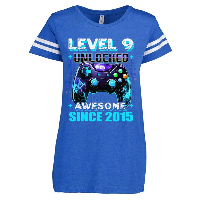 9th Birthday Gamer 9 Year Old Funny Bday Boy Nine Son Enza Ladies Jersey Football T-Shirt