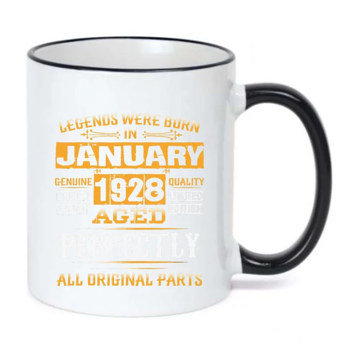 95th Birthday Gift Legend Born In January 1928 95 Years Old Black Color Changing Mug