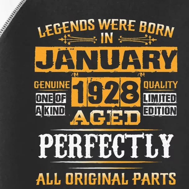 95th Birthday Gift Legend Born In January 1928 95 Years Old Toddler Fine Jersey T-Shirt