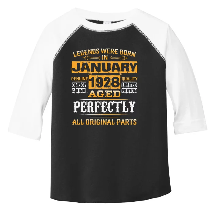 95th Birthday Gift Legend Born In January 1928 95 Years Old Toddler Fine Jersey T-Shirt