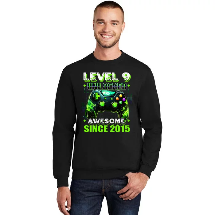 9th Birthday Gamer 9 Year Old Funny Bday Boy Nine Son Tall Sweatshirt