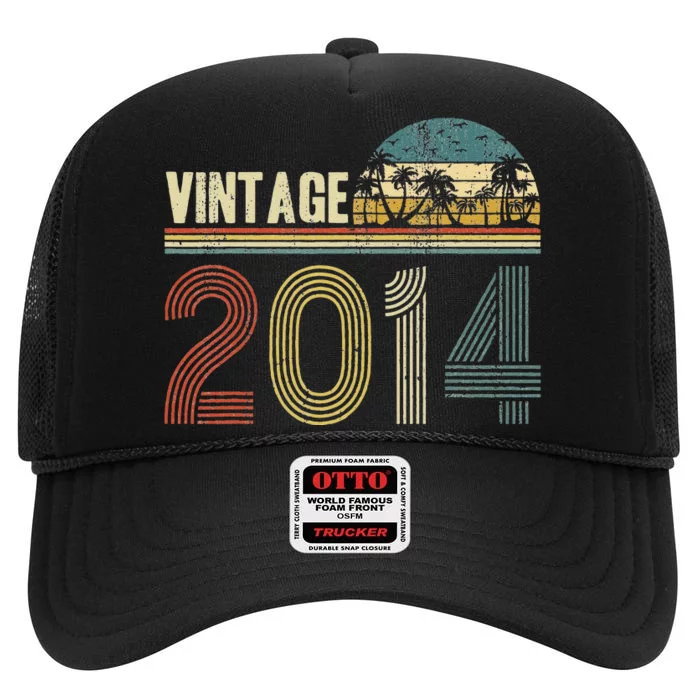 9th Birthday Gifts Ands Vintage 2014 9 Years Old High Crown Mesh Trucker Hat