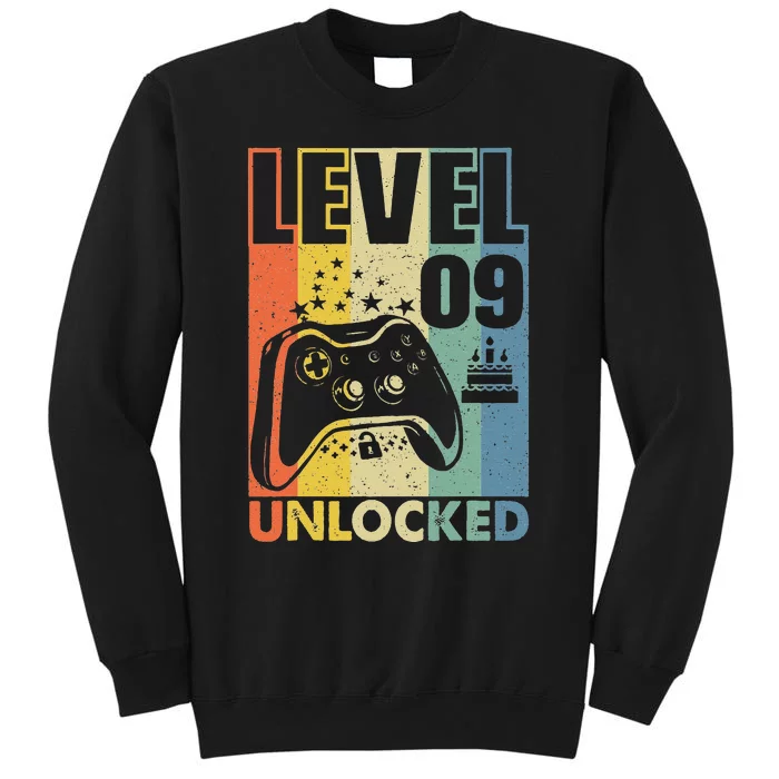 9th Birthday Gifts Level 9 Unlocked 9 Years Old Gamer Tall Sweatshirt